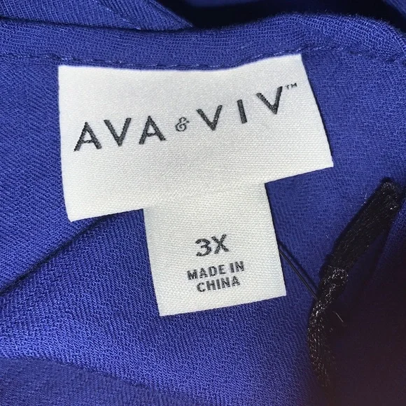 Ava & Viv Women's Plus Size Sleeveless Colorblock Tiered Dress -Navy Blue - Picture 7 of 10